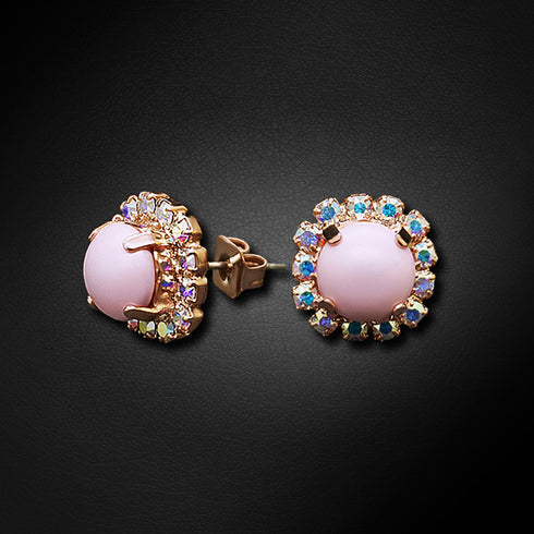 Auskarai „Sielos Veidrodis II (Pastelinė Rožė)“ su Swarovski™ kristalais